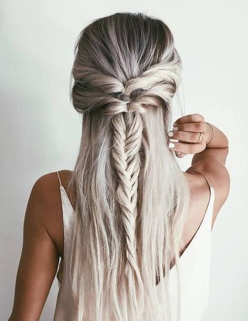Fishtail Half Updo Hairstyle