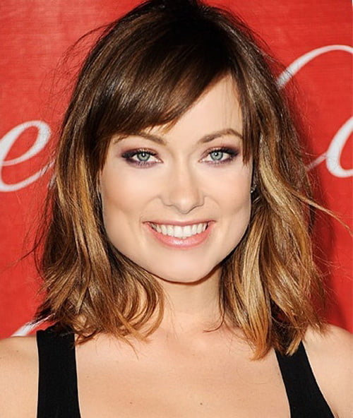 Mussed long bob with bangs