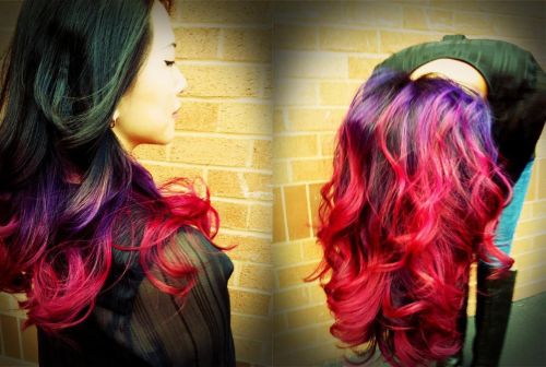 Purple and Red Omber Hair