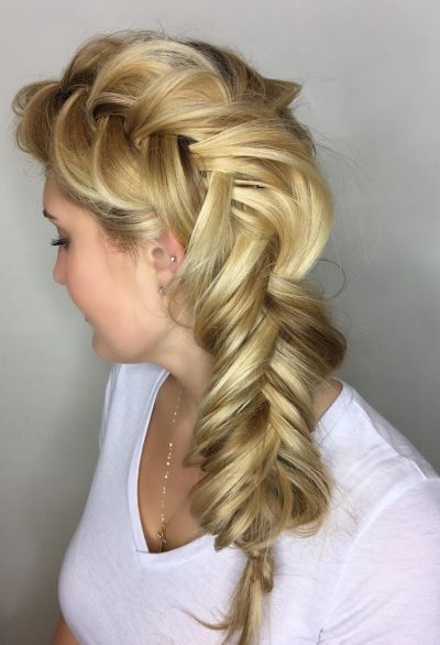 Blonde messy french braids