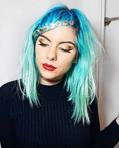 blue ombre layered hairstyle