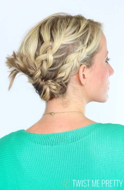 Braided and twisted up do hairstyle for short hair