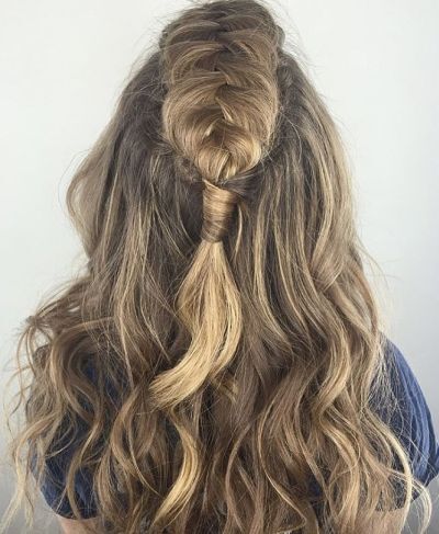 French fishtail fauxhawk half-up hairstyle