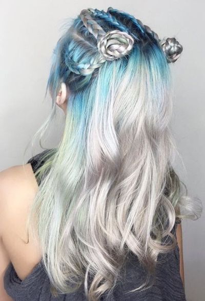 Icey dutch braid space buns