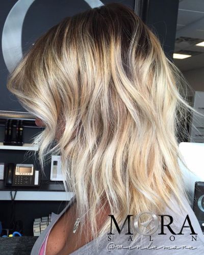 layered lob with a dimensional balayage