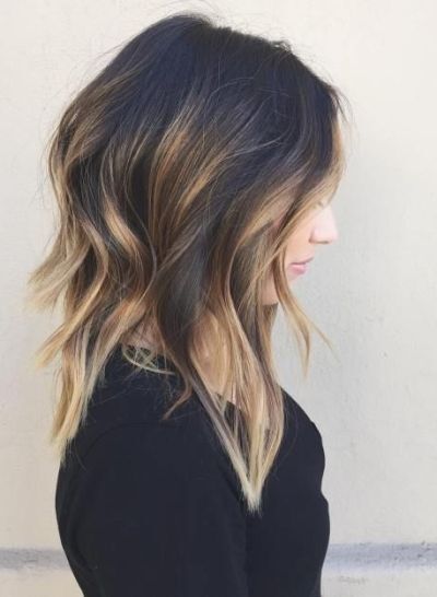 layered haircut with caramel balayage