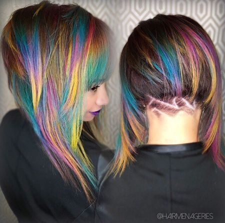 bob haircut rainbow