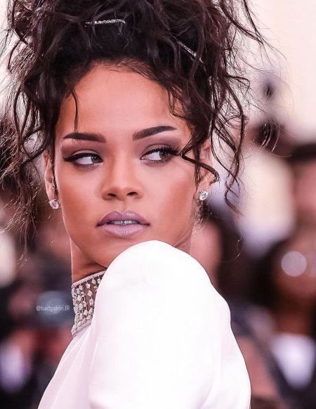 Rihanna's Messy Updo Hairstyle