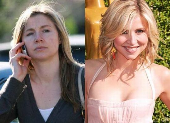 Sarah Chalke then and now