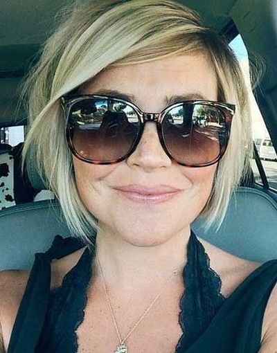 Side Swept Short Blonde Bob