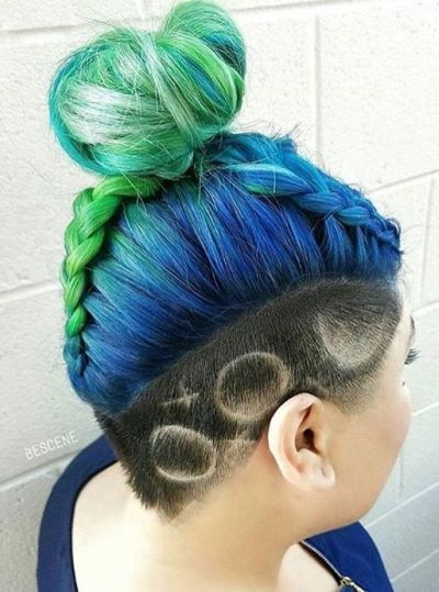 Undercut and braided bun hairstyle