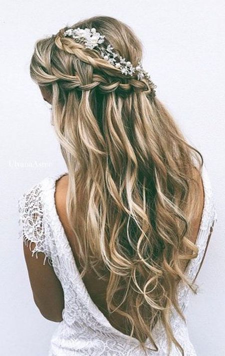 Wedding hairstyle with low cut dress