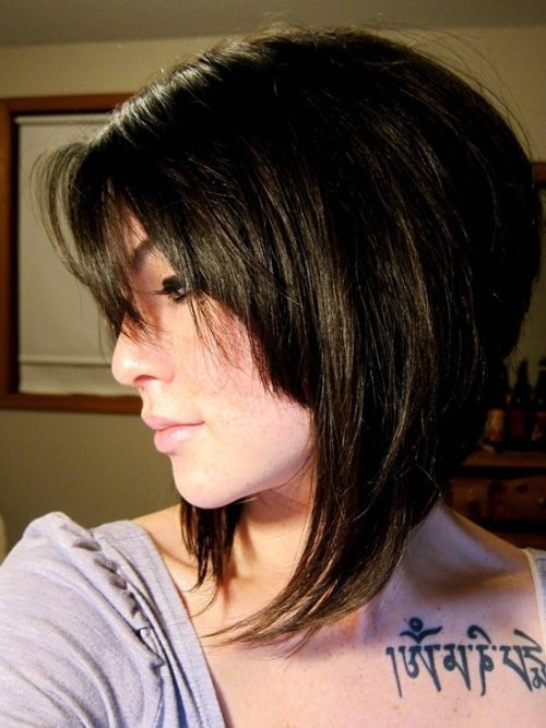 angled bob with bangs
