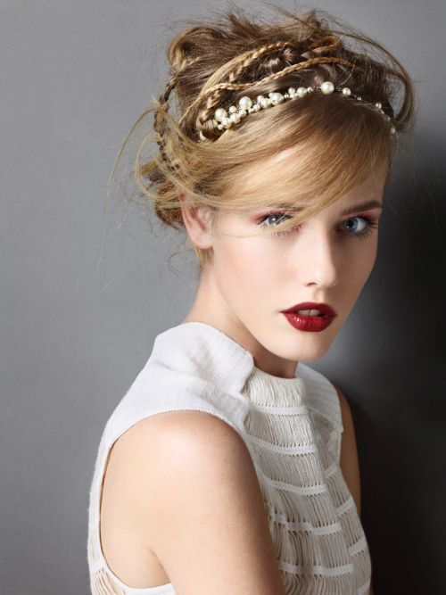 beaded headband updo