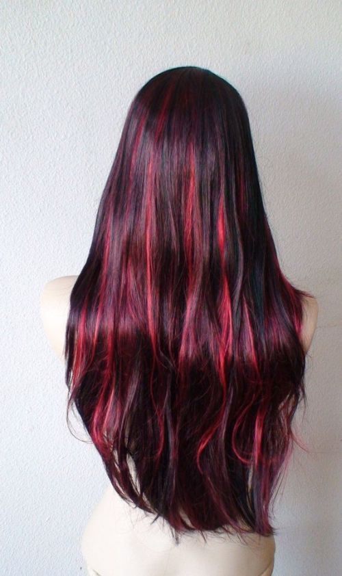 Burgundy Highlights In Black Hair