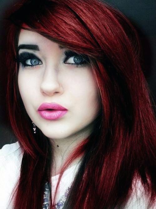 black into burgundy highlights