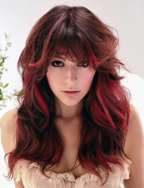 black into burgundy highlights