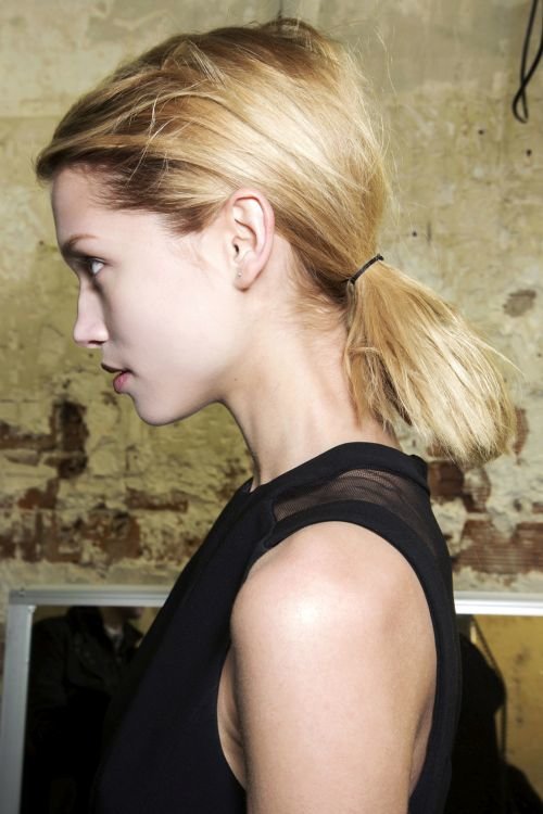 low ponytail teased