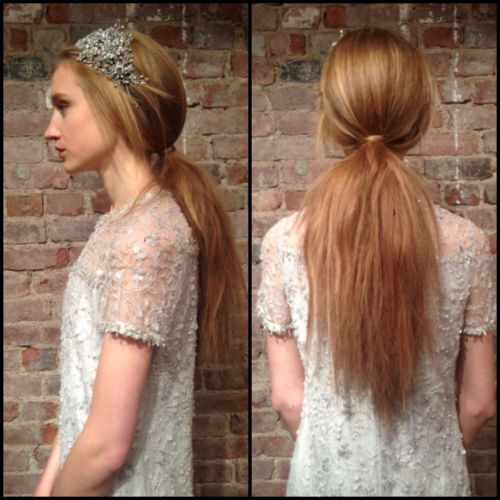 low ponytail teased