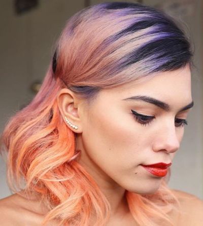 purple and peach pastel hairstyle