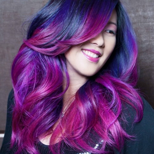 purple and red ombre hair