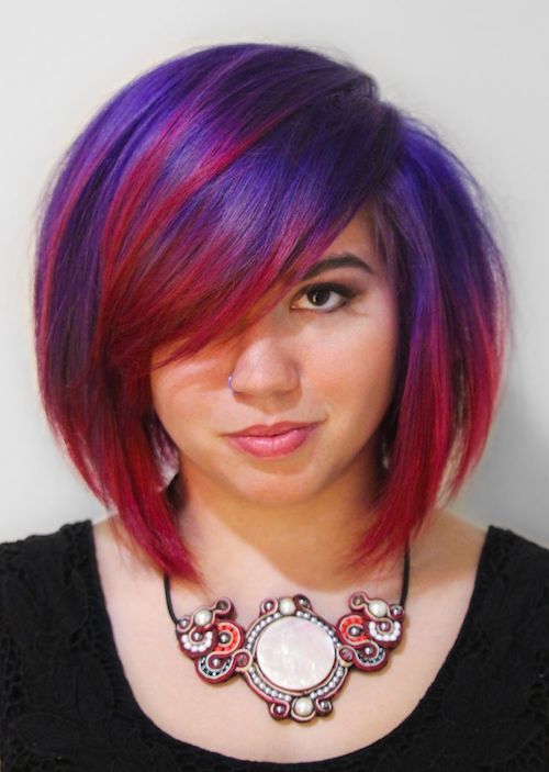 purple and red ombre hair
