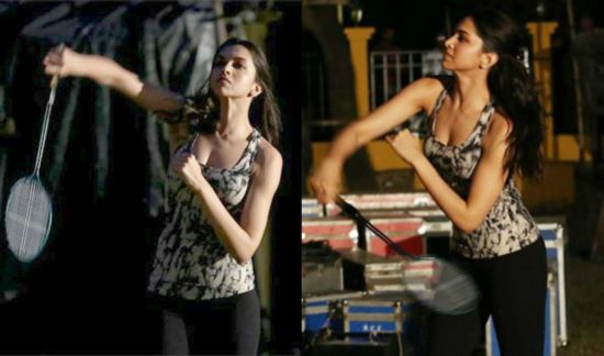 Deepika Padukone playing badminton