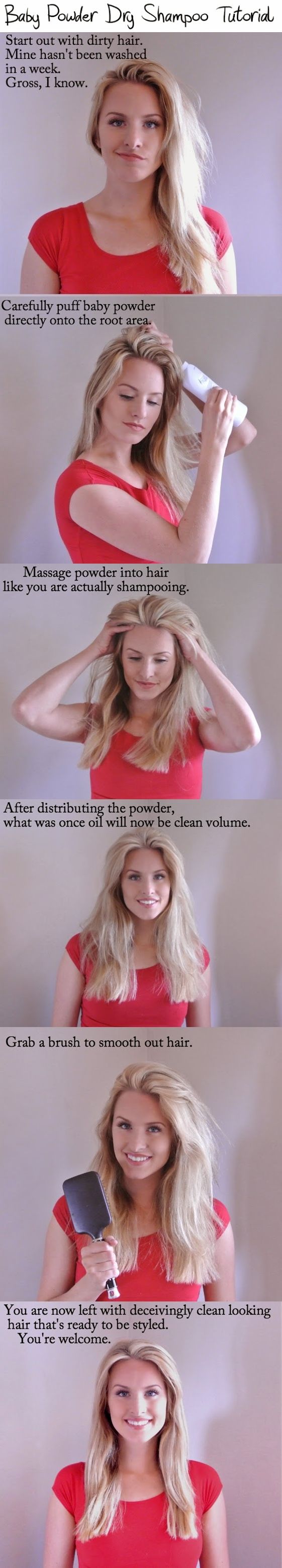 How to Dry shampoo with baby powder