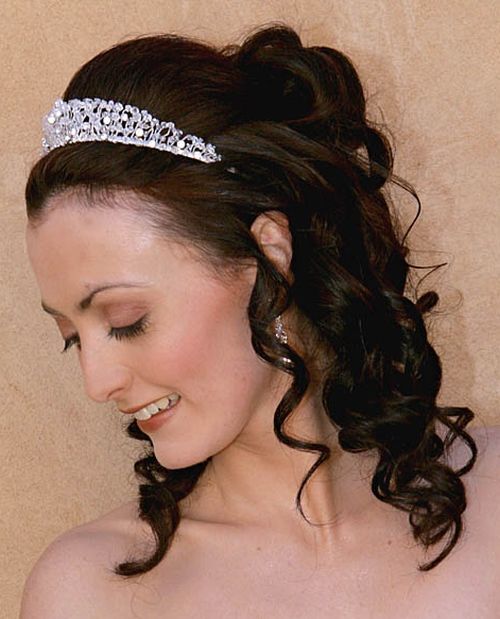 Half Up Half Down Wedding Hairstyle With Tiara