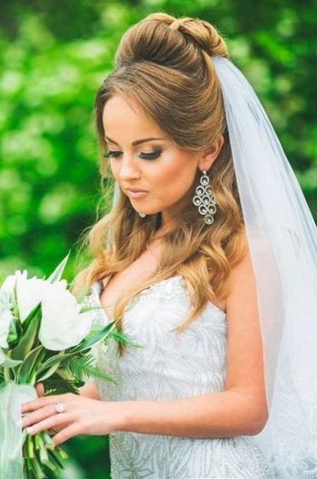 wedding hairstyles down with veil