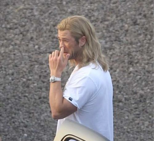 Chris Hemsworth picking nose