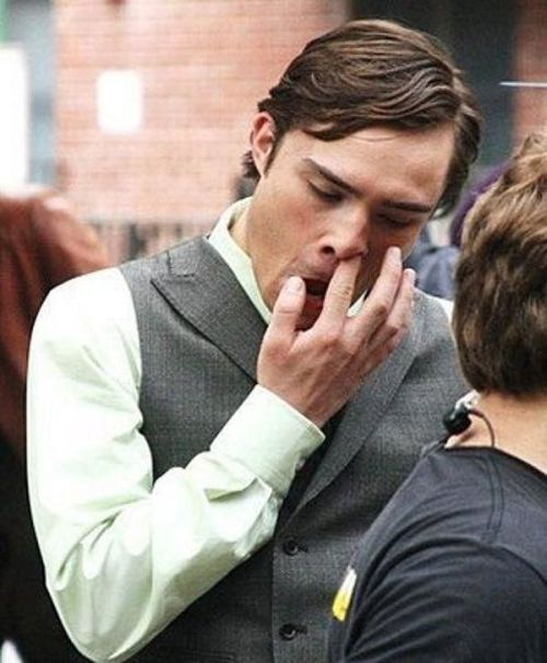 Ed Westwick picking nose