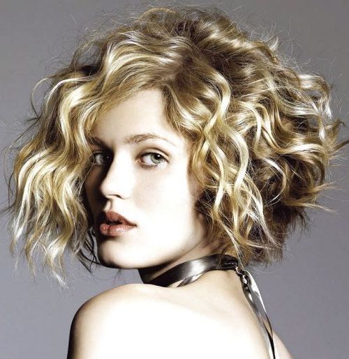 Blonde Curly Chin Length Bob