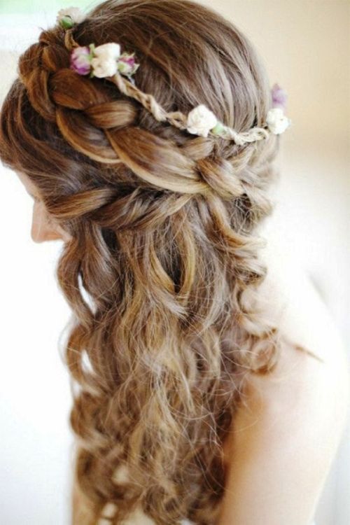 Side Cascading Curls with Braid