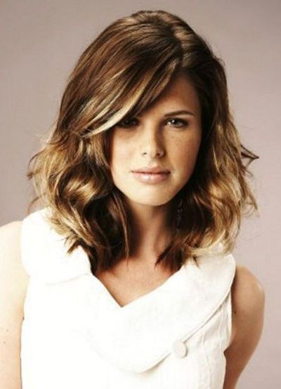 Side Swept Curls Medium Length