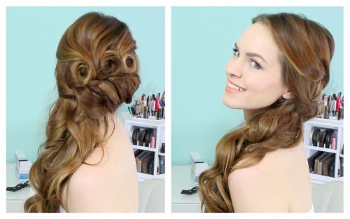 Side swept braid for thick long hair