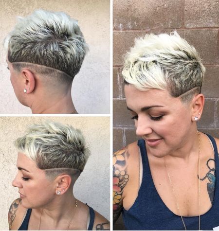 Bald fade pixie haircut with surgical line