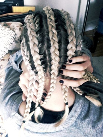 black and blonde braids