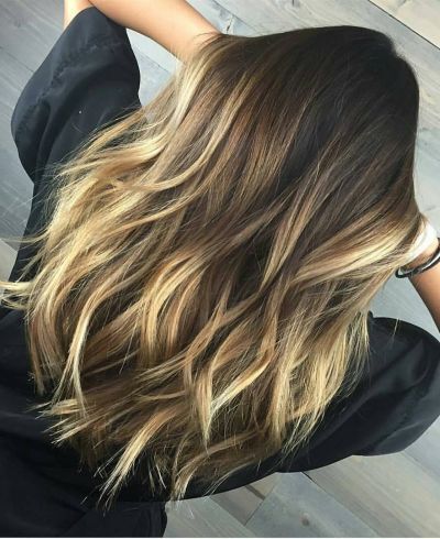 Blonde highlights on dark brown hair