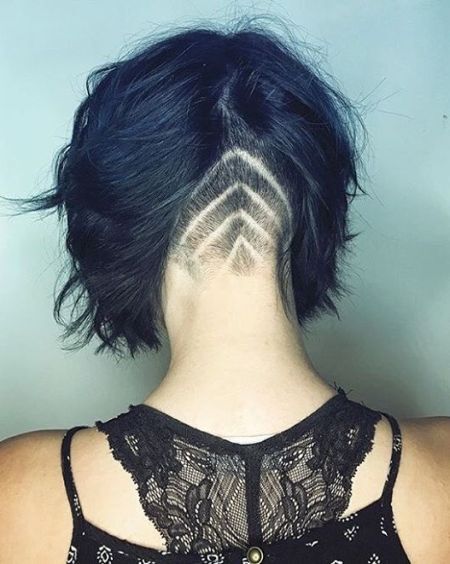 Dark undercut bob haircut