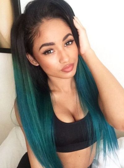 Electric blue hair color for olive skin