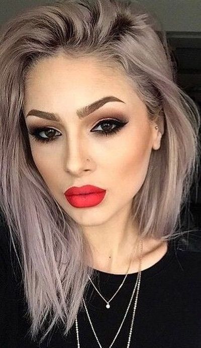 Grayish hair color with lilac undertones