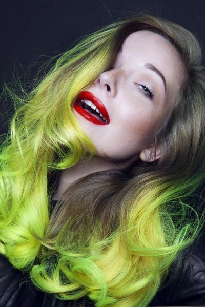 Neon yellow green ombre