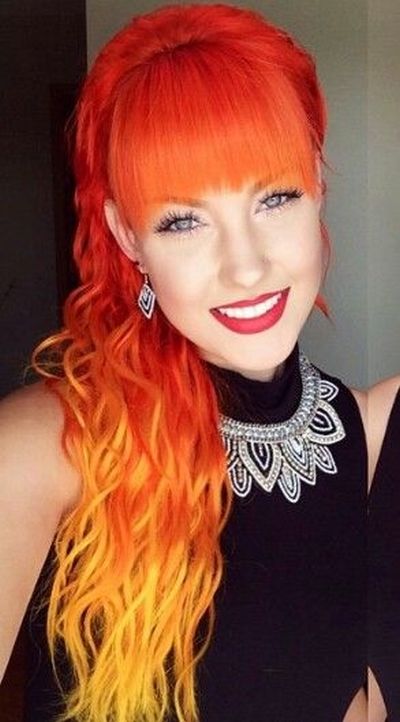 Orange and yellow ombre dip dyed hair