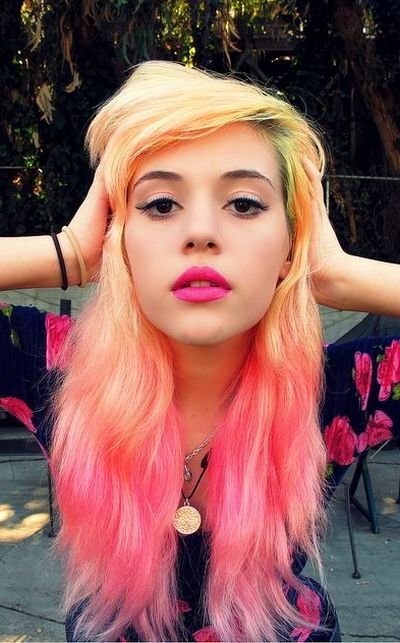 Orange to pink colored hair