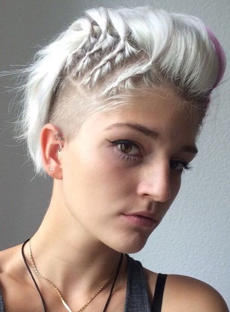 Platinum braided 360 undercut bob hairstyle