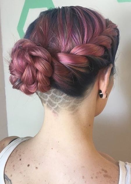 Shaved updo hairstyle for women