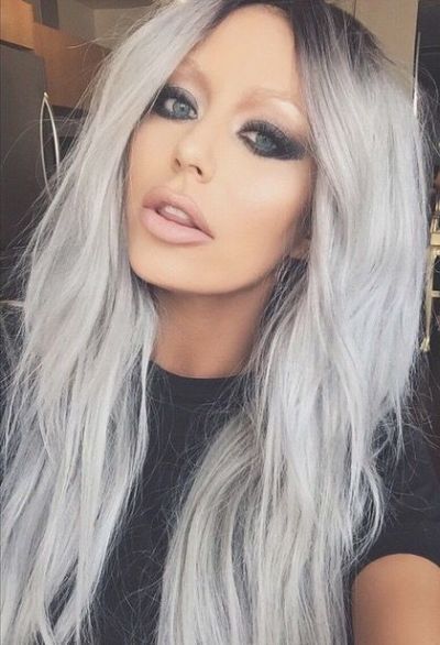 Silver metallic hair color