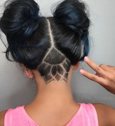 Twist or Alien buns with undercut hairstyle