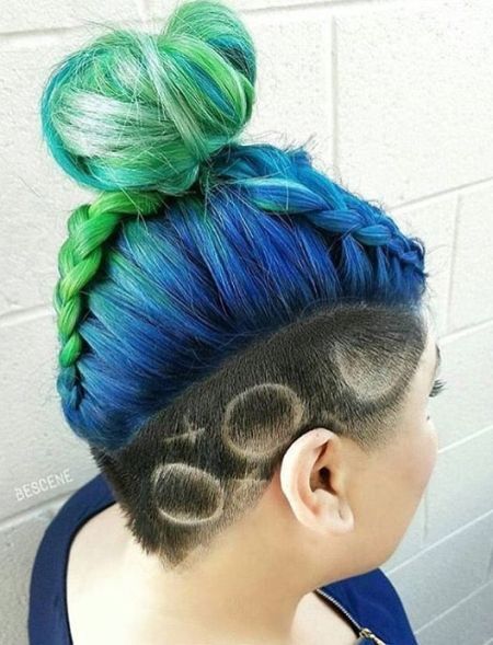 Undercut and braided bun hairstyle